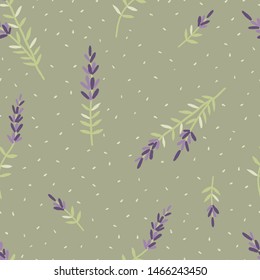 Seamless pattern with lavender flowers. Beautiful violet lavender flowers retro background on purple.