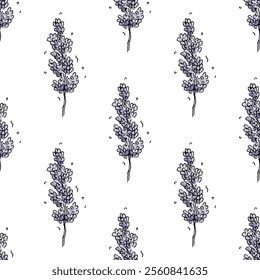 Seamless pattern with lavender flowers for decorative print, wrapping paper, greeting cards, wallpaper and fabric