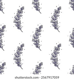 Seamless pattern with lavender flowers for decorative print, wrapping paper, greeting cards, wallpaper and fabric