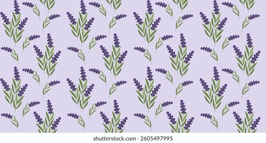 Seamless pattern of lavender flowers. Ideal for underwear and bed linen. Botanical background. Vector illustration.