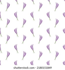 Patrón de flores de lavanda sin foco sobre fondo blanco.Patrón vectorial floral.