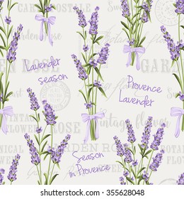 Seamless pattern of lavender flowers on a white background. Watercolor pattern with Lavender for fabric swatch. Seamless pattern for fabric. Vector illustration.