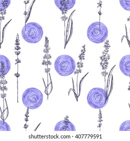 Seamless pattern of lavender flowers on a white background. Floral pattern with Lavender for packing. Stock vector