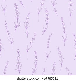 Seamless pattern of lavender flowers on a white background. Pattern with Lavender for fabric swatch. Vector illustration.