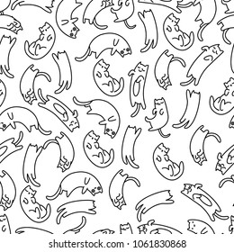 Seamless pattern lazy cat, vector illustration