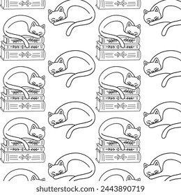 Seamless pattern lazy cat, vector illustration