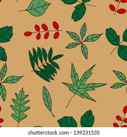 Seamless pattern with leaf, abstract leaf texture, endless background