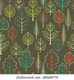 Seamless pattern with leaf, autumn leaf background.