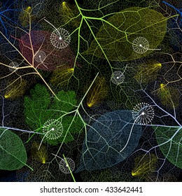 Seamless pattern with leaf, autumn background. Vector, EPS10.