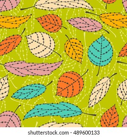 Seamless pattern with leaf. Autumn leaf background.