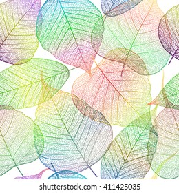 Seamless pattern with leaf, autumn leaves background. Vector illustration.