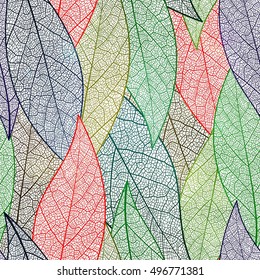 Seamless pattern with leaf, autumn leaves background. Vector illustration.