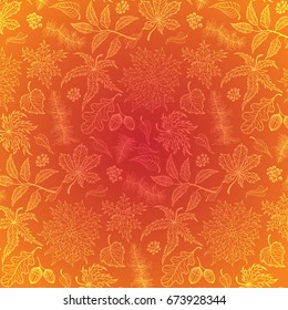 Seamless pattern with leaf, autumn leaves background.