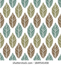 Seamless pattern leaf background. Hand drawn vector illustration.  Perfect for greetings, invitations, manufacture wrapping paper, textile, web design.