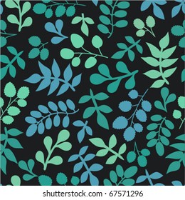 Seamless pattern with leaf in blue