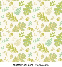 Seamless pattern with leaf. Botanical floral backdrop.