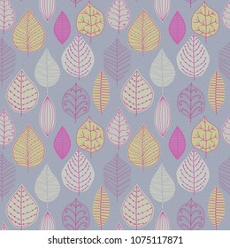 Seamless pattern with leaf. Botanical floral backdrop.