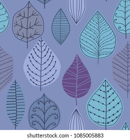 Seamless pattern with leaf. Botanical floral backdrop.
