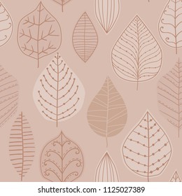 Seamless pattern with leaf. Botanical floral backdrop.