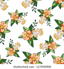 Seamless pattern with leaf. Botanical floral backdrop.