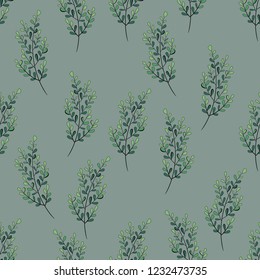 Seamless pattern with leaf. Botanical floral backdrop.