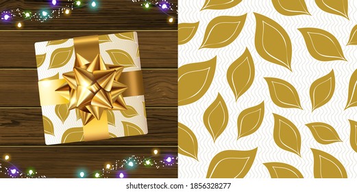 Seamless pattern with leaf. Botanical floral backdrop.