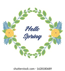 Seamless pattern of leaf and floral frame, for hello spring greeting card template design. Vector