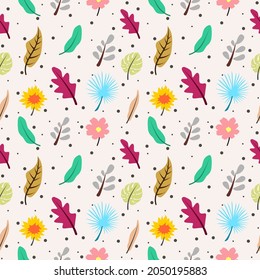 Diseño de flores y hojas de patrones sin foco