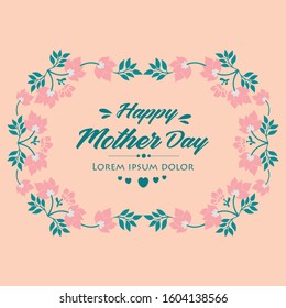 Seamless Pattern of leaf and flower frame, for elegant happy mother day greeting card design. Vector
