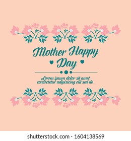 Seamless Pattern of leaf and flower frame, for elegant happy mother day greeting card design. Vector