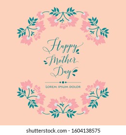 Seamless Pattern of leaf and flower frame, for elegant happy mother day greeting card design. Vector