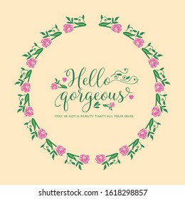 Seamless Pattern of leaf and flower frame, for elegant hello gorgeous card design. Vector