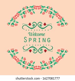 Seamless Pattern of leaf and flower frame, for welcome spring poster template design. Vector