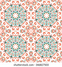 Seamless pattern with leaf, paisley and indian elements. Floral design