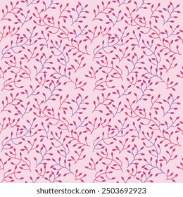 seamless pattern of leaf in pink background in sweet tone