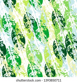 seamless pattern of leaf prints. Stylish wallpaper of colorful leaves. Colorful leaves prints on a white background.