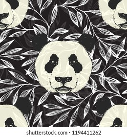 Seamless pattern with leaf prints. Vector illustration.