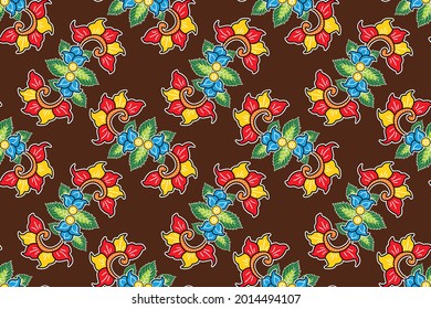 Seamless pattern with leaf vector Illustration, simple batik motif
