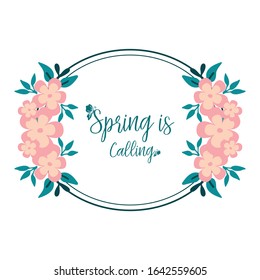 Seamless pattern of leaf and wreath frame, for spring calling greeting card template design. Vector