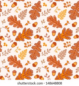 A seamless pattern with leaf,autumn leaf background with acorn