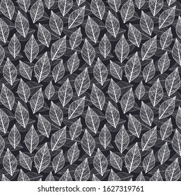 seamless pattern. leaflet with veins. eps10 vector stock illustration. out line. hand drawing