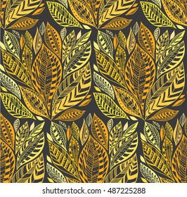 Seamless pattern with leafs. Autumn leaf background. Floral seamless pattern, leaf background. Plants ornament
