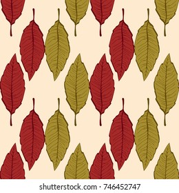 Seamless pattern with leafs, autumn leaf background. Vector illustration