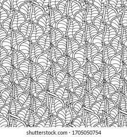Seamless pattern with leafs. Botanical elements. Antistress. Vector illustration