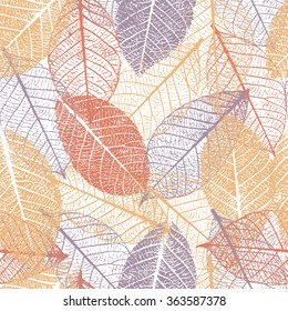 Seamless pattern with leafs prints.