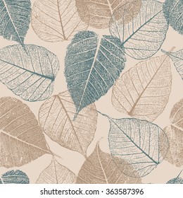 Seamless pattern with leafs prints.