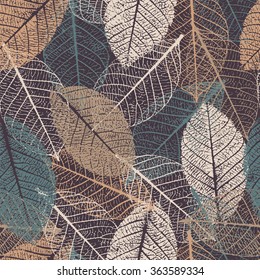 Seamless pattern with leafs prints.