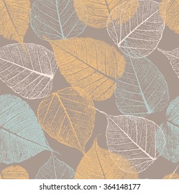 Seamless pattern with leafs prints.