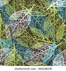 Seamless pattern with leafs prints.