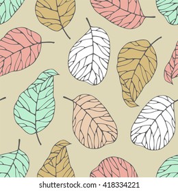 Seamless pattern with leafs prints.